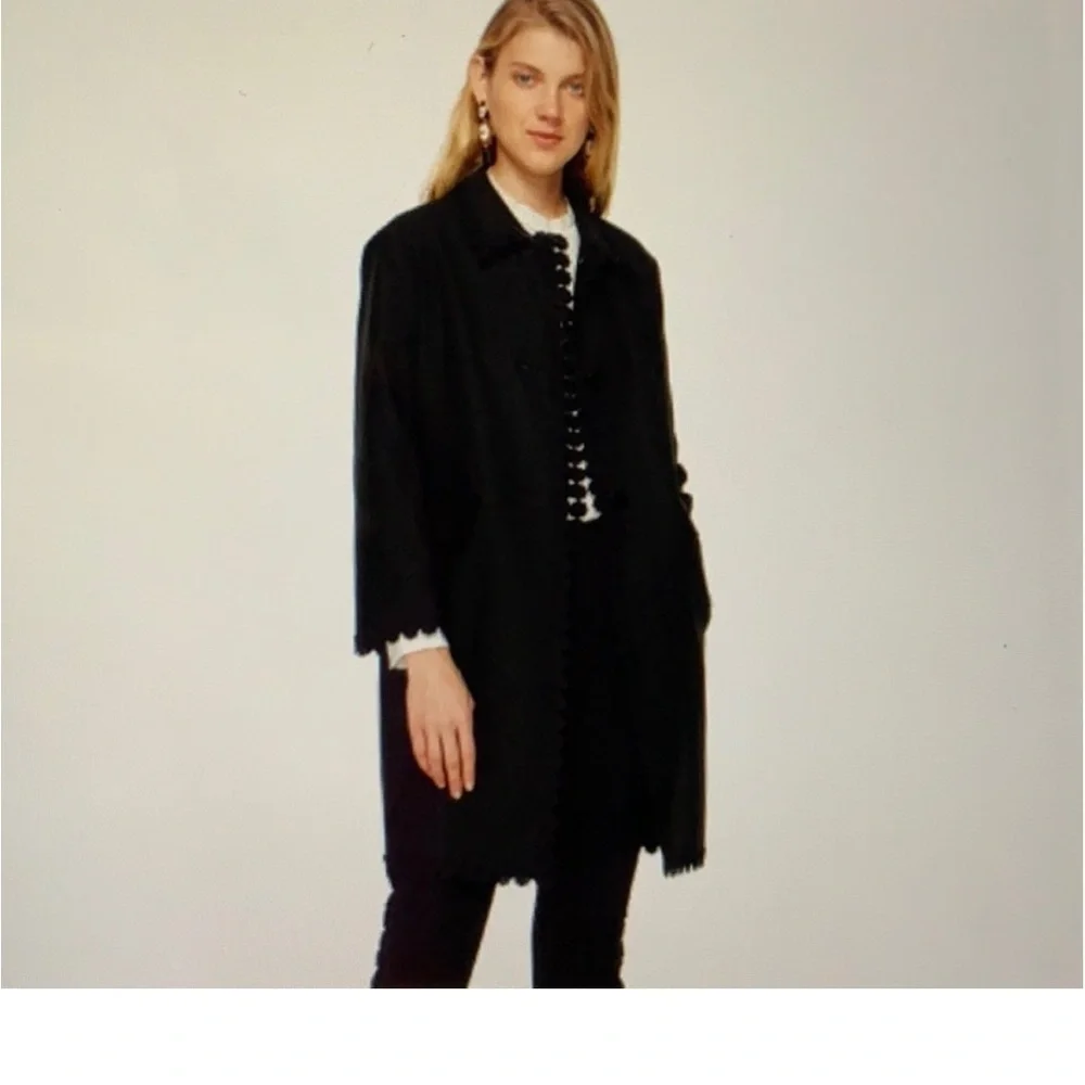 Kate Spade Black Floral Lace Trim Coat  Checking In Women's Size 00 NWT